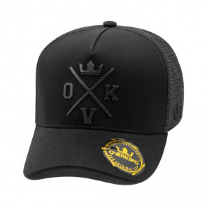 Boné Overking Aba Curva Trucker Hard Logo Preto Preto